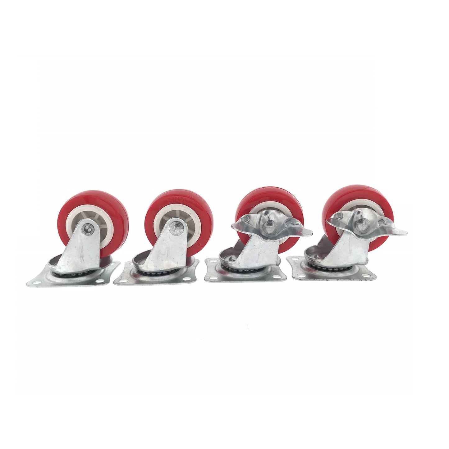 Lenkrollen 50mm rot 4tlg Transportrollen 2x Bremse PU Rolle Industrie Kugellager