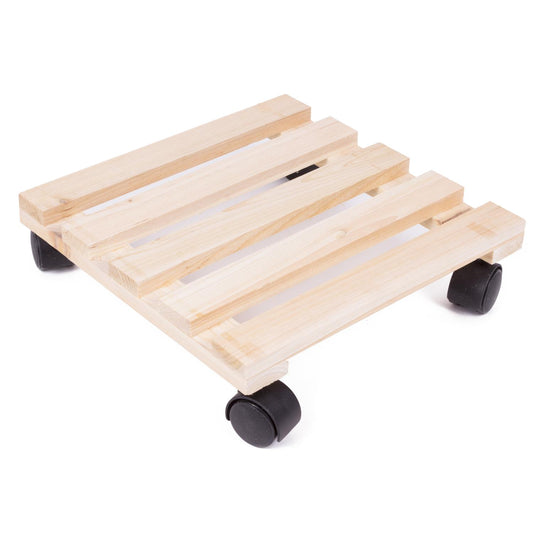 Pflanzenroller 30cm Holz eckig bis 30kg Rollbrett Rollen Rollwagen Blumentopf