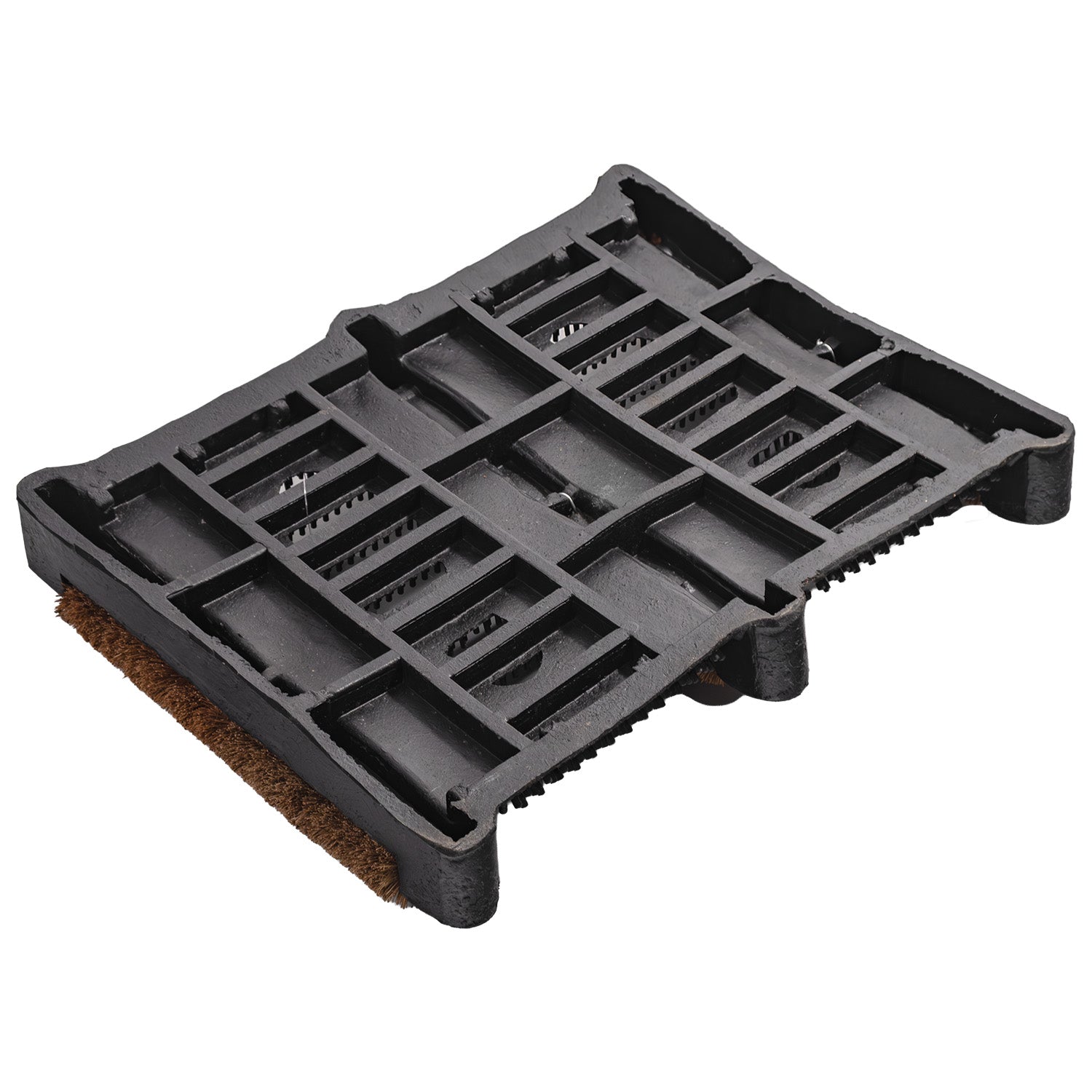 Unterseite des Schuhabstreifers mit verstärktem schwarzen Gitterrahmen aus Gummi.