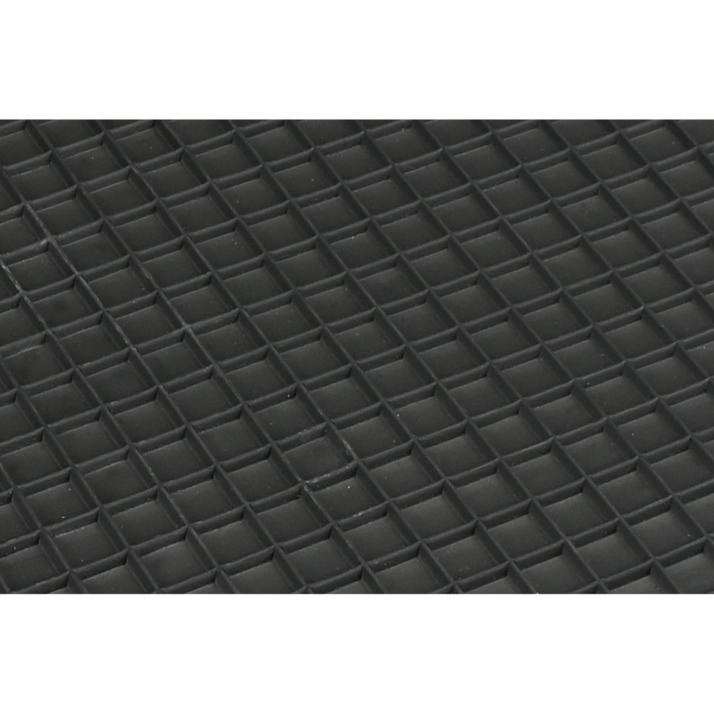 Nahaufnahme der Oberfläche einer schwarzen Gummimatte mit quadratischem Rastermuster.