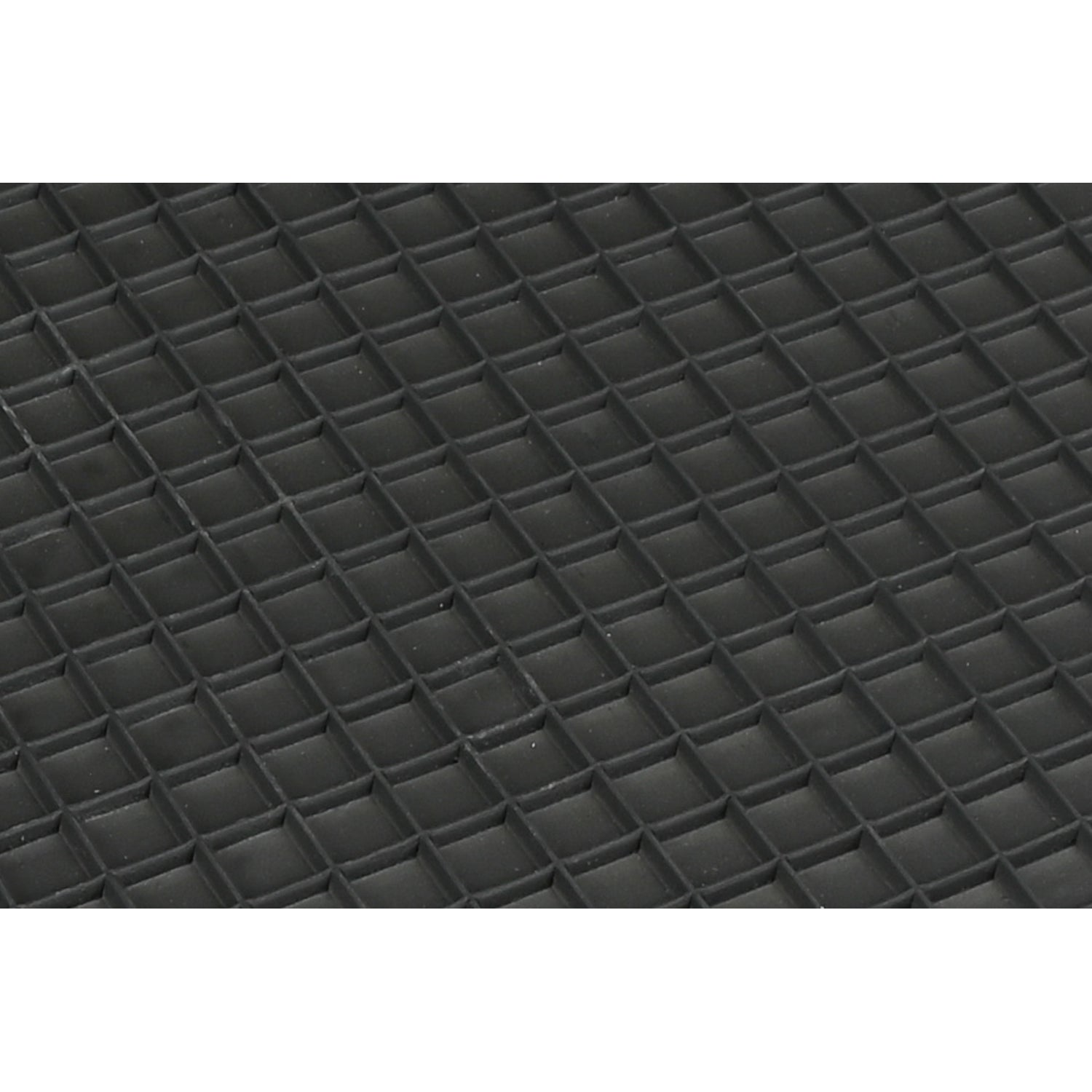 Nahaufnahme der Oberfläche einer schwarzen Gummimatte mit quadratischem Rastermuster.