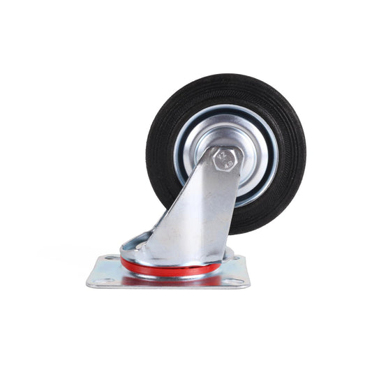 Lenkrolle 100 mm Vollgummi Möbelrolle drehbar Stahlplatte Transportrolle 70 kg