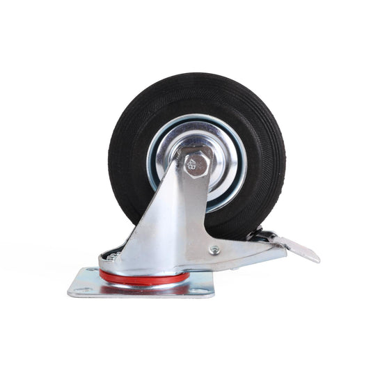 Lenkrolle 125 mm mit Bremse Vollgummi Möbelrolle drehbar Transportrolle 100 kg